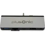 Allnet Plusonic Docking Adapter/Hub für Surface Go, 5in1: USB 3.0/RJ45 Netzwerk/Type-C/HDMI/AUX, PSUC0165