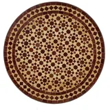 Casa Moro Gartentisch Orientalischer Gartentisch marokkanischer Mosaiktisch (60 cm rund Bordeaux terrakotta, Kunsthandwerk aus Marrakesch Dekorativer Bistrotisch Beistelltisch), Handmade, MT2039 braun