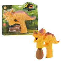 Kögler 50242 - Dinosaurier Seifenblasenpistole für Kinder, Triceratops-Motiv in Orange – Magischer Spielspaß mit Licht und Sound