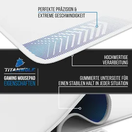 Titanwolf Gaming Mauspad, XXXL Speed Mousepad 1200 x 600 mm, Geschwindigkeit & Präzision, weiß