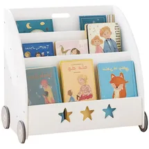 Relaxdays Kinderbücherregal 57 x 62 x 42 cm MDF weiß/grau/schwarz