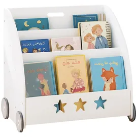 Relaxdays Kinderbücherregal 57 x 62 x 42 cm MDF weiß/grau/schwarz