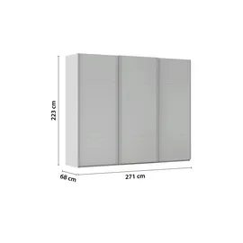 meinSchrank Schwebetürenschrank Regina 271 x 223 x 68 cm Grau