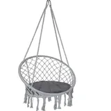 VOUNOT Vounot® Hängesessel mit Kissen, Boho Hängestuhl zum Aufhängen Hängeschaukel für Erwachsene und Kinder, Indoor und Outdoor, Grau