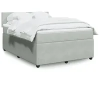 VidaXL Boxspringbett mit Matratze Hellgrau 160x200 cm Samt