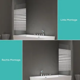SoGood doporro Badewannenaufsatz Design-Duschwand für Badewanne 80x140cm chrom Duschabtrennung ESG-Sicherheitsglas in Milchglas Streifen inkl. Nano-beschichtung Badewannenfaltwand Cortona201MS - Silber