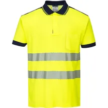 PORTWEST Warnschutz Polo-Shirt "T180" Pw3 : 3XL - gelb/marine