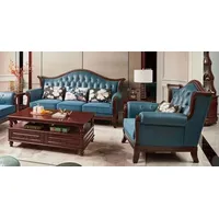 JVmoebel Chesterfield-Sofa Klassischer Chesterfield 3+1 Barock Ledersitzer Set Neu, Made in Europa blau