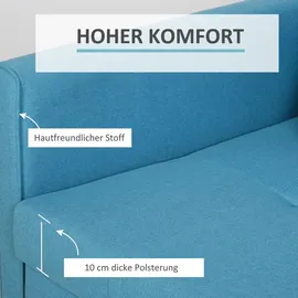 Homcom Schlafsofa mit Bettfunktion, Polstersofa mit Stauraum, Rückenkissen, Schlafcouch für Wohnzimmer, Polyester, Holz, Hellblau,