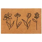 nyvi Fußmatte Kokos - 40x70 cm Rechteckig - Flowers