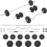 vidaXL Hantel-Set Langhantel- und Kurzhantel-Set 30 kg schwarz