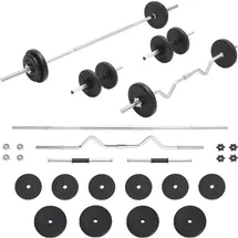 vidaXL Hantel-Set Langhantel- und Kurzhantel-Set 30 kg schwarz