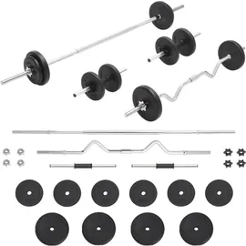 vidaXL Hantel-Set Langhantel- und Kurzhantel-Set 30 kg schwarz