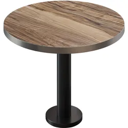 BML | Bistrotisch | Ø:H 60 x 75 cm | Sheesham / Schwarz | Rund | Edelstahl Rand
