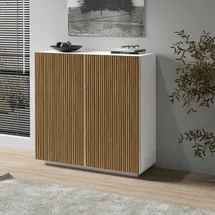 INOSIGN Highboard »Vega,Highboard,Kommode,120 cm«, mit 2 Türen,Fronten mit Rillen-Optik weiß