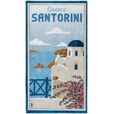 Seahorse Strandtuch Santorini, Handtuch groß, Strandlaken, Badetuch, Baumwolle, blau