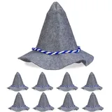 Relaxdays Seppelhut mit blau-weißer Kordel 9er Set Weiß,Blau,Grau