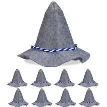 Relaxdays Seppelhut mit blau-weißer Kordel 9er Set Weiß,Blau,Grau