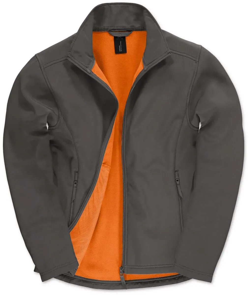 B&C Herren 2-Lagen Softshell Jacke ID.701 Softshell-Jacke JUI62 dark grey (solid)/neon orange M