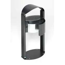 PROREGAL Robuster Standascher mit Schutzdach | 15 Liter, HxBxT 120x58x35cm | Stahl | Antik-Silber | Ascher Aschenbecher