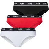 Hugo Damen Slips, 3er Pack, Farbe:Mehrfarbig, Wäschegröße:M, Artikel:-968 Black/White/red - M