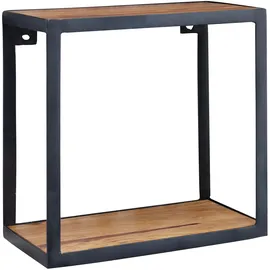 KADIMA DESIGN Wandregal aus Holz und Metall, Modernes rustikales Design, 35x35x18 cm.