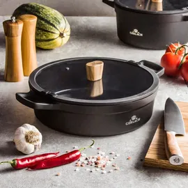 Gerlach Topf Keramik-Kochtopf Induktion Induktiontopf Kochgeschirr Induktionsgeeignet 28 cm, Schwarz