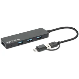 Manhattan 180863 USB 3.2 Gen 1-Hub USB 3.0, Schwarz