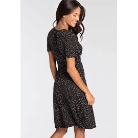 LAURA SCOTT Sommerkleid Gepunktet Schwarz/Rosa 48