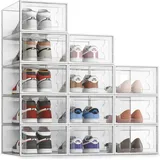 TSE Schuhbox Seespring 12er Pack Stapelbare Schuhaufbewahrungsboxen für Zuhause