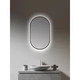 Talos LED Design Spiegel oval Schwarz 45x75 cm - Badspiegel mit LED Beleuchtung - Lichtspiegel mit hochwertigem, umlaufenden Aluminiumr... -
