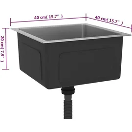vidaXL Handgemachte Einbauspüle Schwarz Edelstahl -