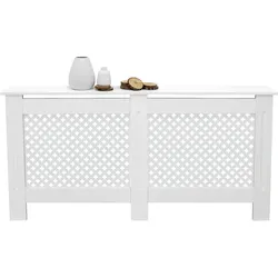 ECD Germany Heizungsabdeckung Heizkörperverkleidung Heizung MDF Wabenmuster 152x19x82cm Weiß