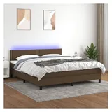 vidaXL Boxspringbett mit Matratze & LED Dunkelbraun 180x200 cm Stoff
