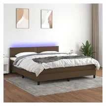 vidaXL Boxspringbett mit Matratze & LED Dunkelbraun 180x200 cm Stoff
