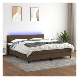 vidaXL Boxspringbett mit Matratze & LED Dunkelbraun 180x200 cm Stoff