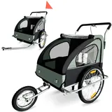 SAMAX Fahrradanhänger 2in1 Jogger - in Dunkelgrün/Schwarz - Silver Frame