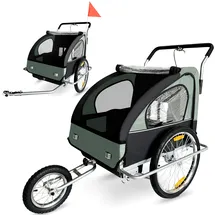 SAMAX Fahrradanhänger 2in1 Jogger - in Dunkelgrün/Schwarz - Silver Frame