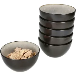 6x Reactive Glaze Dark Cement Pudding-Schale 240ml Schüssel Grau Nüsse Obst