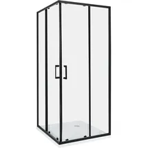 Beliani Tela Duschkabine mit Schiebetür 80 x 185 cm Schwarz/Sicherheitsglas