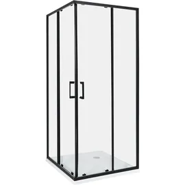 Beliani Tela Duschkabine mit Schiebetür 80 x 185 cm Schwarz/Sicherheitsglas