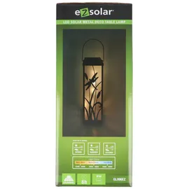 ez solar LED Solar Metall Deko Tischleuchte eckig mit 5 warmweißen LED, inklusive AAA Akku austauschbar