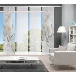 Schiebegardine VISION S "MARMOSA 4er SET" Gr. 1, grau (goldfarben, grau), B:60cm H:260cm, Polyester, Gardinen, Bambus-Optik, Digital bedruckt