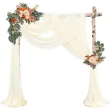 GVPOELR Hochzeit Vorhang Hochzeitsbogen, Elfenbeinweiß Hochzeitsbogen Vorhang,Chiffon Stoff Querbehang Deko Gardinen Vorhang, Hochzeitsbogen Gardinen Dekoration,für Party Hochzeit Torbogen