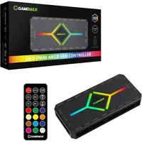gamemax V4.0 Gehäuselüfter-Hub – 9-Port-PWM-Lüfterverteiler mit RF-Fernbedienung und SATA-Stromversorgung, Schwarz