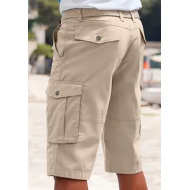John Devin Cargobermudas JOHN DEVIN "aus elastischer Baumwollmischung", Herren, Gr. 36, N-Gr, beige, Web, Obermaterial: 98% Baumwolle, 2% Elasthan, unifarben, bequem kniebedeckend, Hosen, mit Seitentaschen, 3/4 Shorts, Topseller