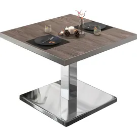 GGM Möbel Bistro Loungetisch 80 x 80 x 41 cm Light Wenge/Edelstahl