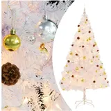 vidaXL Künstlicher Weihnachtsbaum mit Beleuchtung & Kugeln Weiß 210 cm