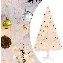 vidaXL Künstlicher Weihnachtsbaum mit Beleuchtung & Kugeln Weiß 210 cm