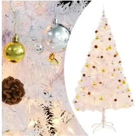 vidaXL Künstlicher Weihnachtsbaum mit Beleuchtung & Kugeln Weiß 210 cm